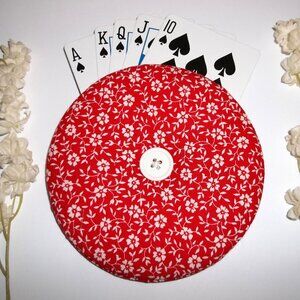 Playing Card Holder Gift Idea Flower Fabric Handmade Game Girl Woman Deck PC7